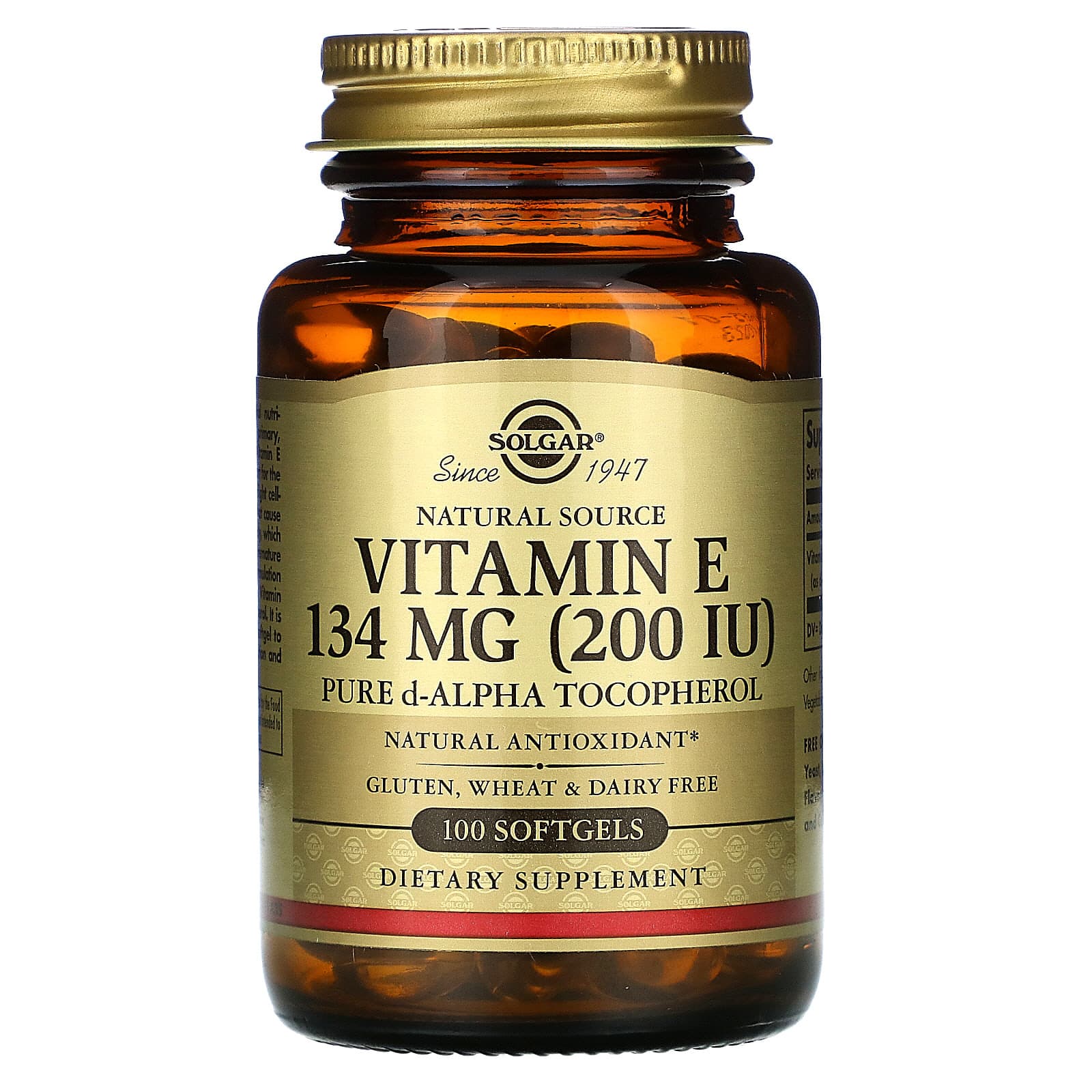Solgar, Vitamin E 200 IU Alpha, 100 Softgels UPC 033984034815 | HiLife Vitamins